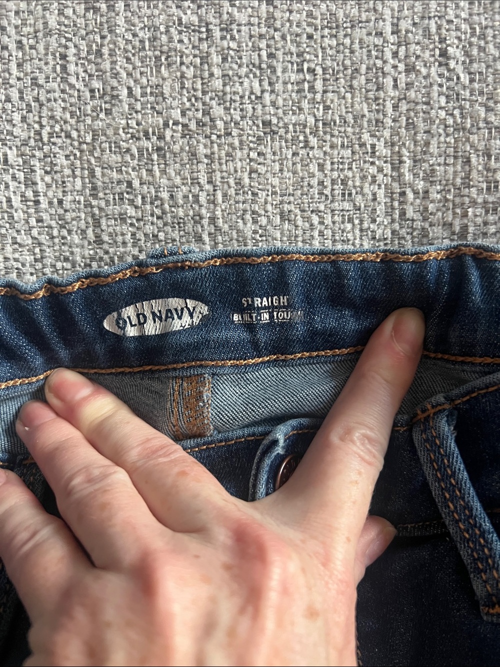 Old Navy Straight Jeans - Indigo Blue with Contrast Stitching